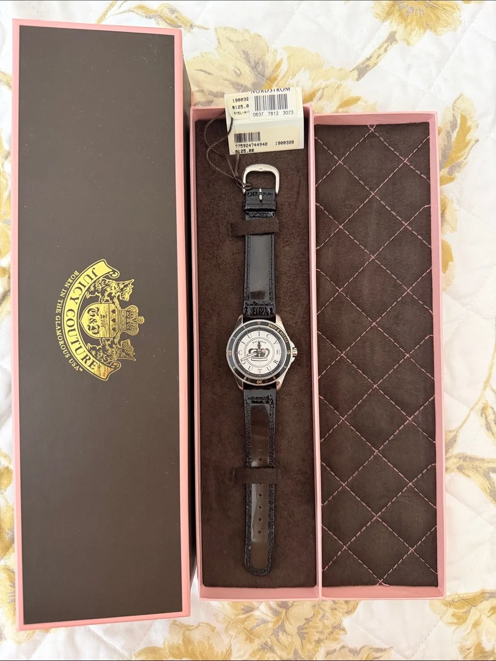 Juicy Couture Black Patent Leather Watch with Silver-Tone Case